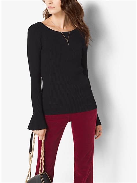 michael michael kors ribbed bell sleeve sweater|MICHAEL Michael Kors Ribbed Bell Sleeve Sweater.